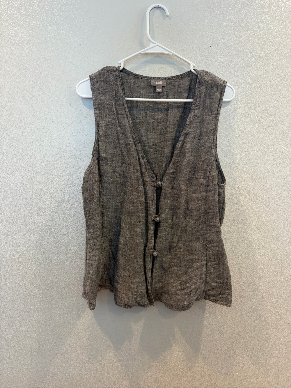 J. Jill Gray Sleeveless 100% Linen Button-Front Tank